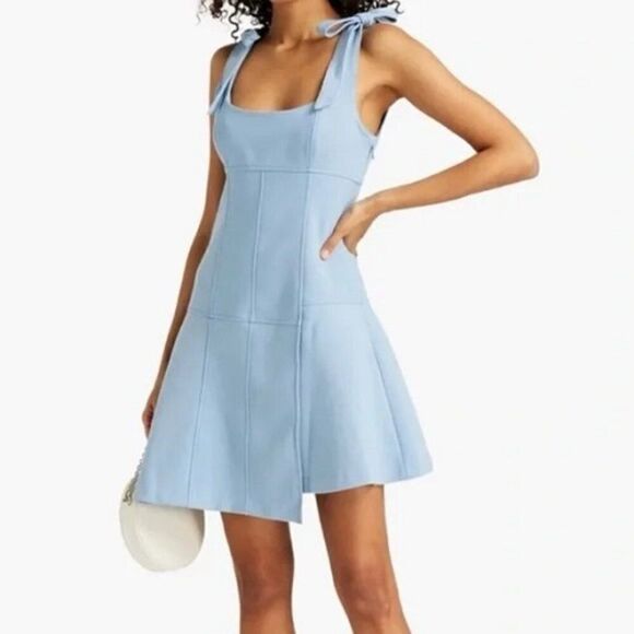 Cinq a Sept Jeanette Tie Shoulder Fit & Flare Mini Dress Dress Blue Size 8 NWT - Picture 1 of 6